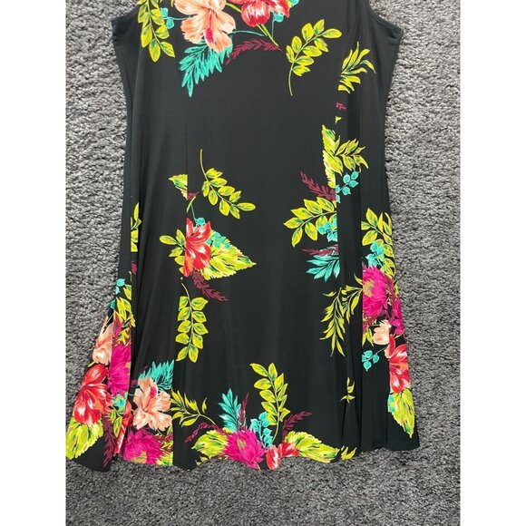Susan Graves Sundress Women's Medium Black Floral Polyester Stretch Sleeveless - Picture 4 of 14